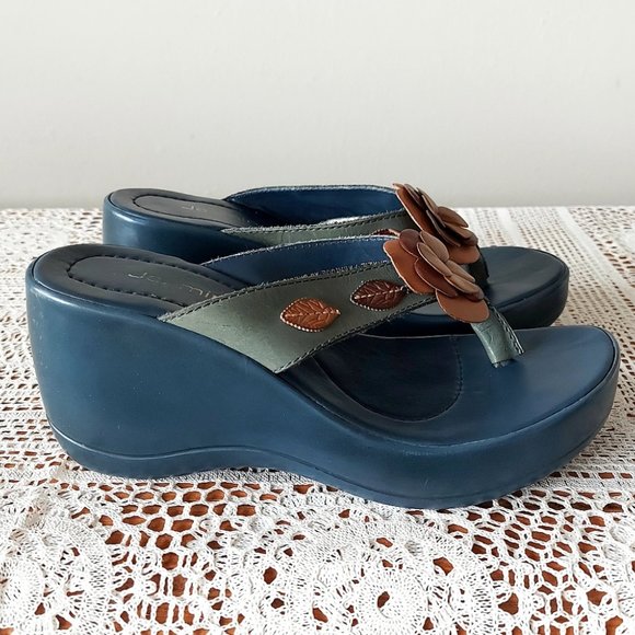 Jasmin Wedge Size 9 Thong Sandals Lightweight Platform Comfy Block Chunky Heel - Picture 3 of 14